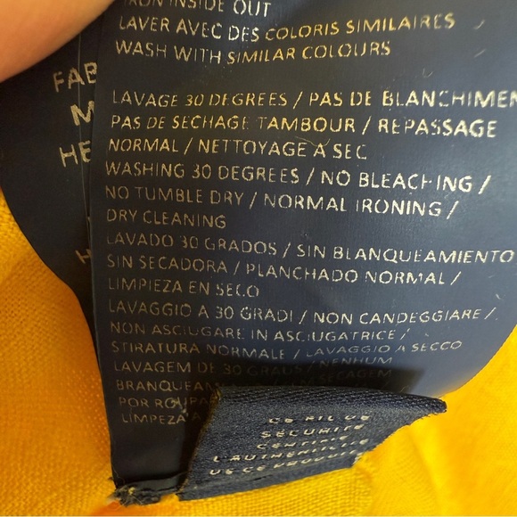 Vilebrequin Men's Yellow 100% Linen Button-Up Shirt Size 2XL Long Sleeve Casual - Picture 8 of 9